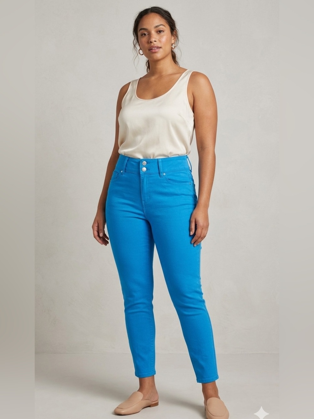 NWT Royalty For Me Super Soft High Rise Slim Ankle Skinny Jeans Turquoise Blue 6